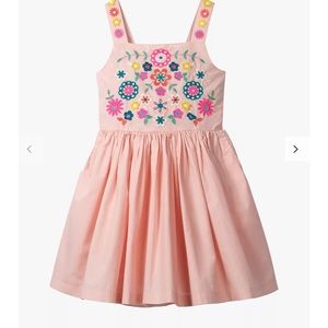 Mini Boden Girls' Embroidered Sun Dress, Boto Pink